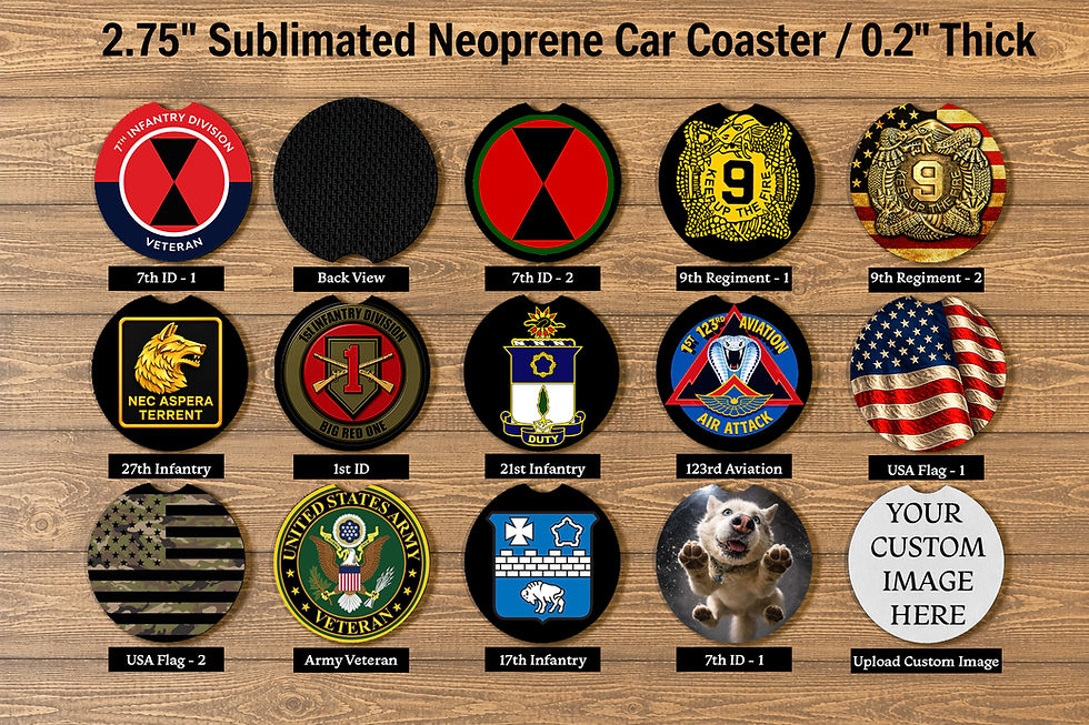 Thumbnail: Custom Sublimation Neoprene Car Coasters – 2-Piece Set