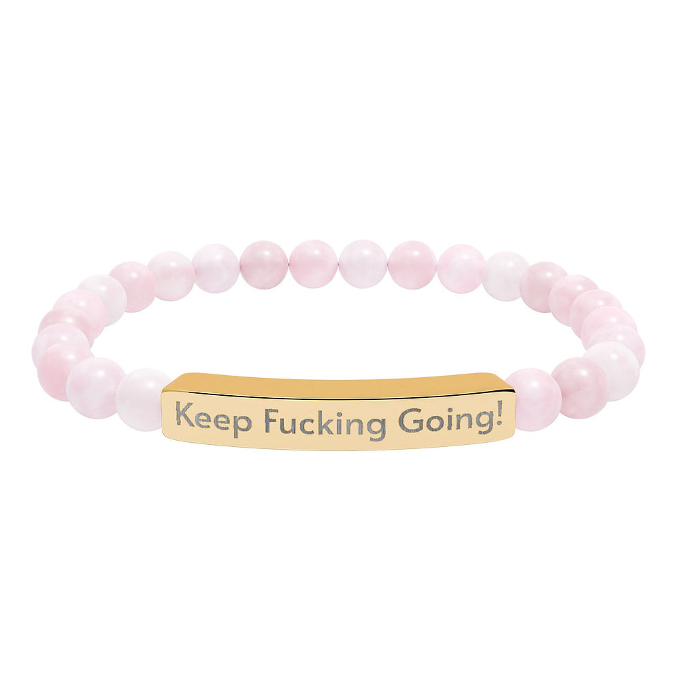 Thumbnail: “Keep F***ing Going!” Motivational Engraved Natural Stone Stretch Bar Bracelet