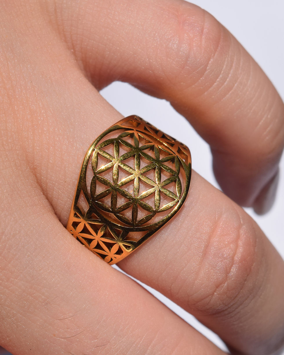 Anillo "flor de la vida" dorado