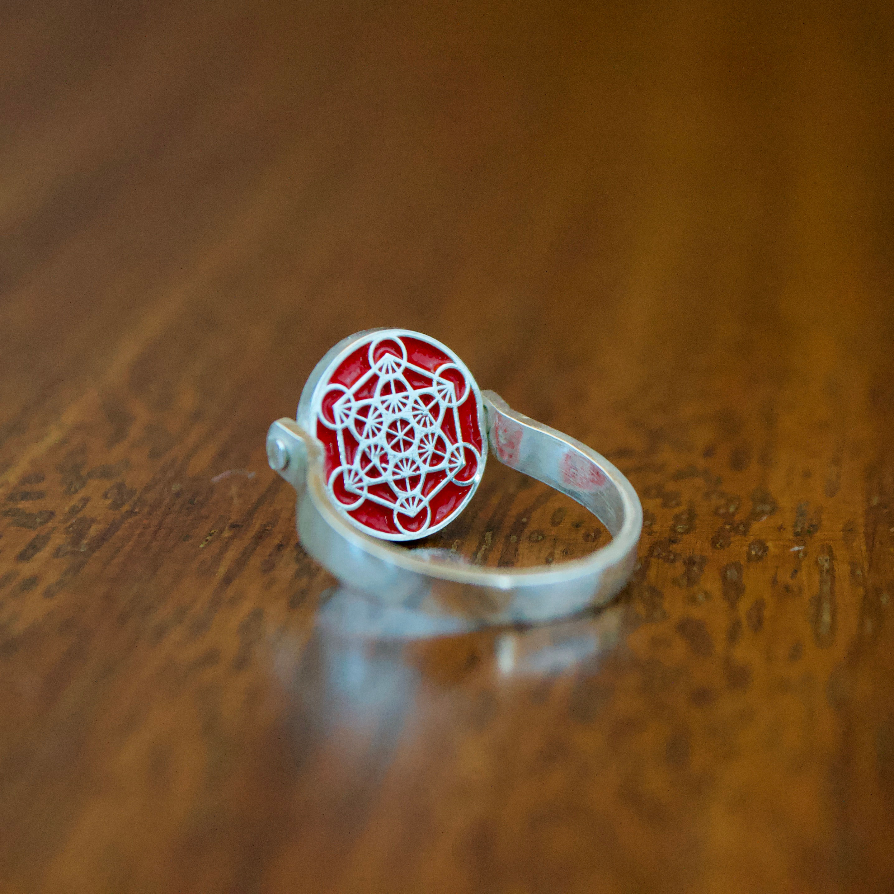 Anillo "Metatrón y Semilla de la Vida" Doble Vista