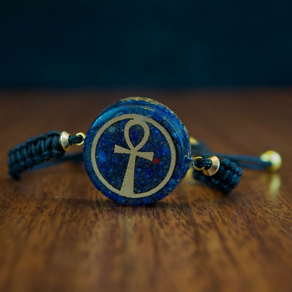 Pulsera Orgonita Cruz de Ankh Lapislázuli