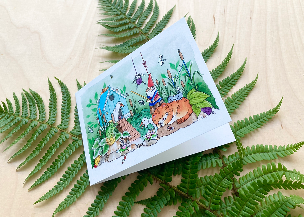 Thumbnail: 'Gnome at Home' Card and Envelope. Recycled paper.