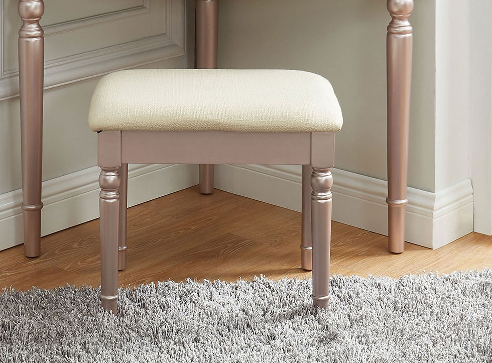 Thumbnail: Vanity W/ Stool Rose Pink Youth Table Set Bedroom Corner Design Solid wood Drawe