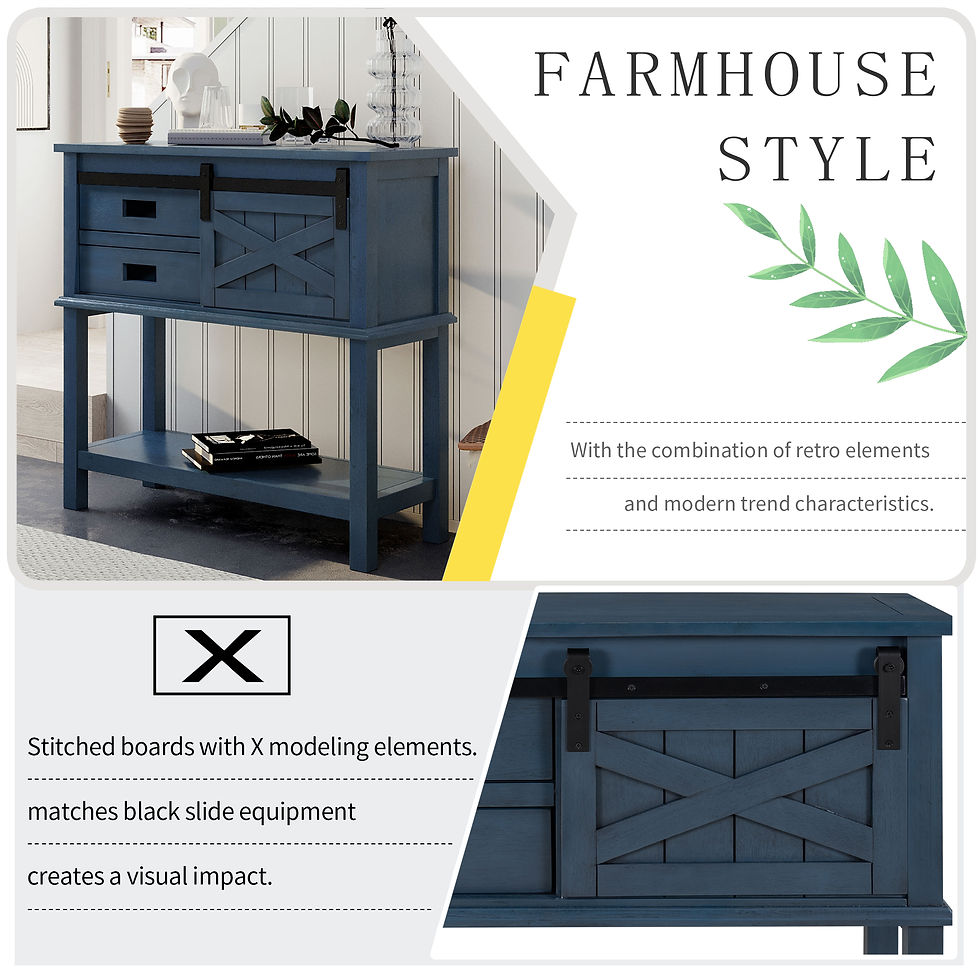 Thumbnail:  Classic Farmhouse Style Pine Wooden Structure Console Table with Sliding Barn D