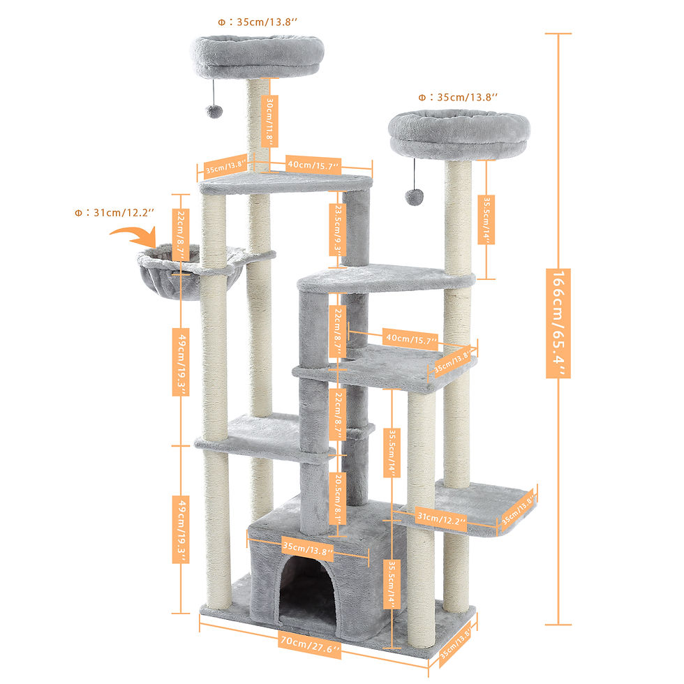 Thumbnail: Multi-Platform 65.3   Cat Tree with Sisal Scratching Posts, Deluxe Condo, 2 Top 