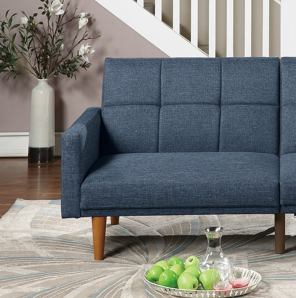 Μικρογραφία: Transitional Look Living Room Sofa Couch Convertible Bed Navy Polyfiber 1pc Tuft