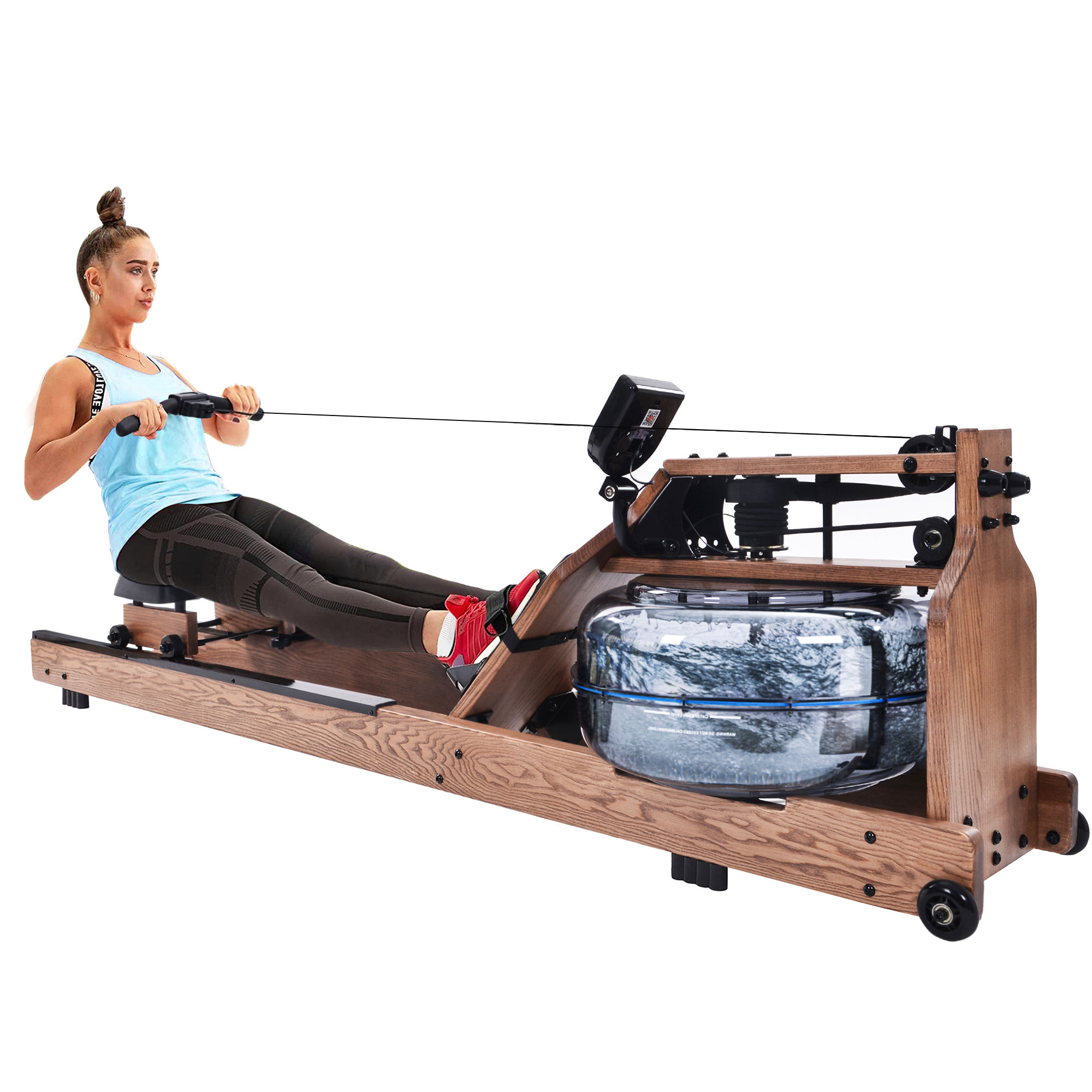 Water Rowing Machine for Home Use, Water Resistance Rower in Ash Wood, Home Gym