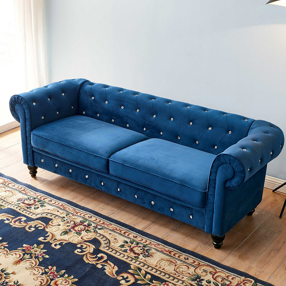 Thumbnail: 80Inch Width Transitional Sofa Velvet Upholstered Button Tufted Chesterfield 80"