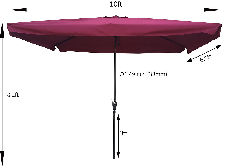 Thumbnail: 10 x 6.5ft Rectangular Patio Outdoor Market Table Umbrellas with Crank and Push 