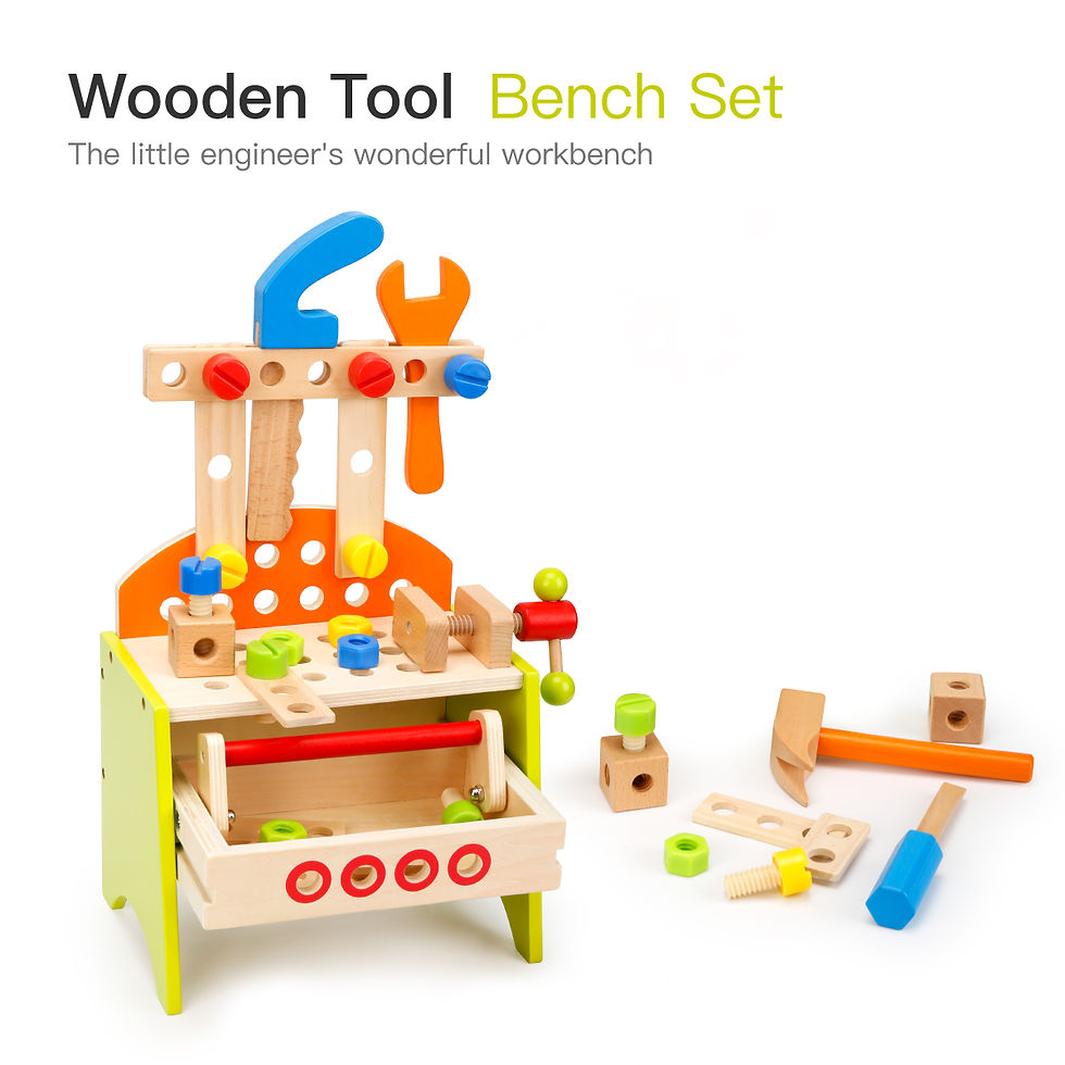Thumbnail: Wooden Play Tool Workbench Set for Kids Toddlers