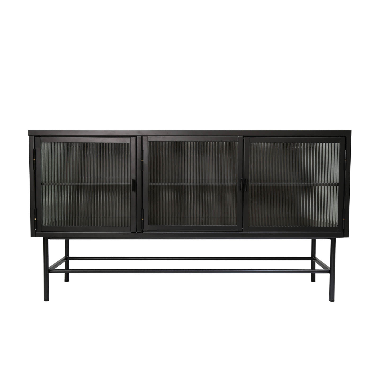 Modern metal and clear fluted glass TV Stand for TVs up to 55 Inches,with thin t