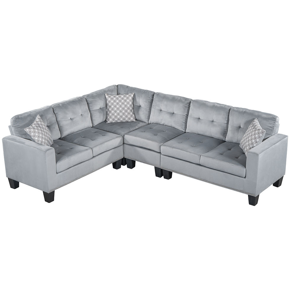 Thumbnail: Orisfur. Sectional Sofa with 3 Pillows, Upholstered Coner Couch with Modern Eleg