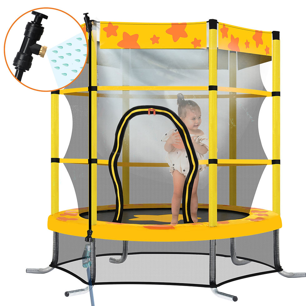 Thumbnail: 55 Inch Kids Trampoline with Safety Enclosure Net, Outdoor Indoor Trampoline for