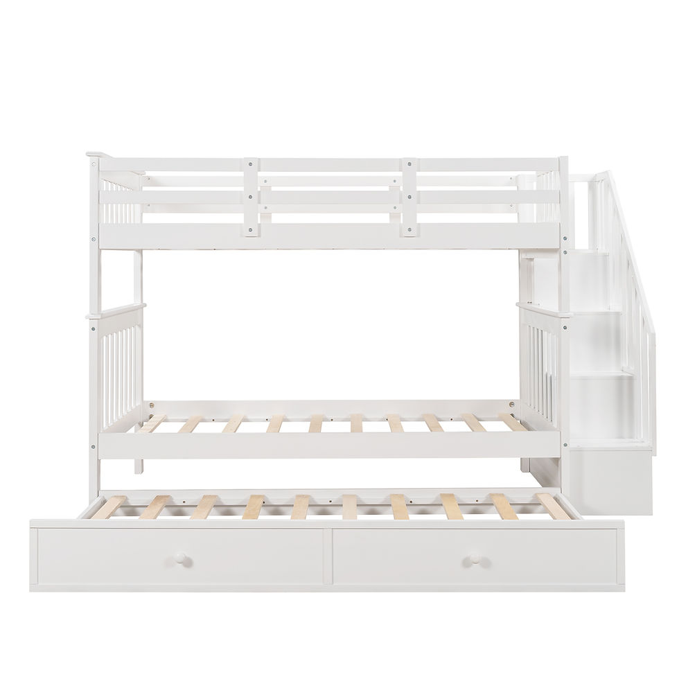 Thumbnail: Stairway Twin-Over-Twin Bunk Bed with Twin size Trundle for Bedroom, Dorm, for K