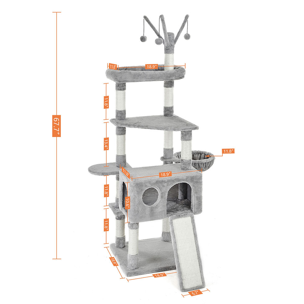 Thumbnail: 67.7 Inches Cat Tree 6 Levels Cat Tower House with Sisal Scratching Posts, Cat C