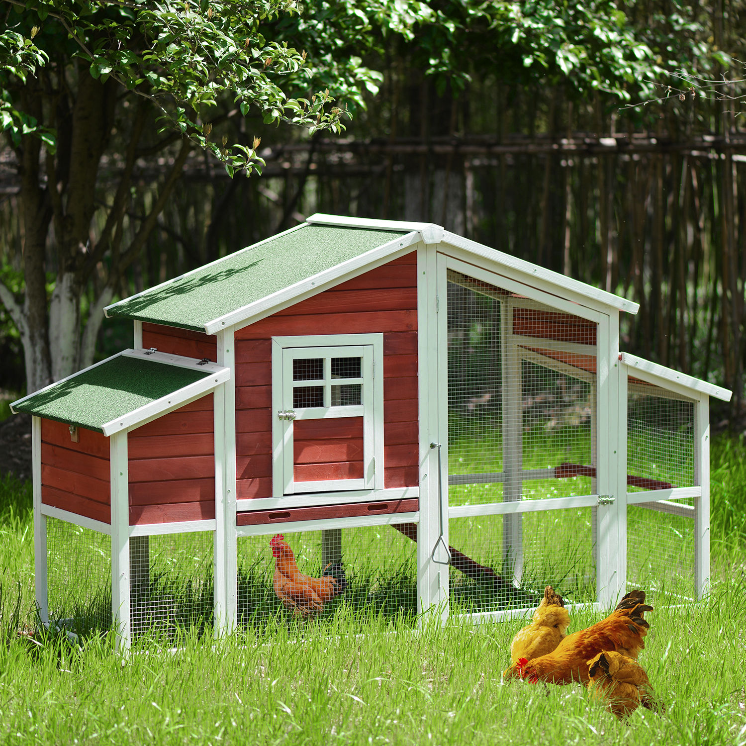 PET HOUSE Promotion!  77.9  Chicken Coop Rabbit House Wooden Small Animal Cage B