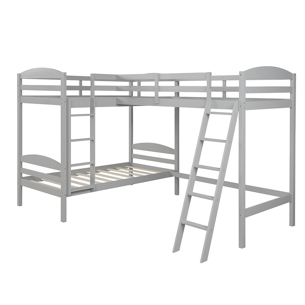 Miniatúra: Twin L-Shaped Bunk Bed and Loft Bed - Gray