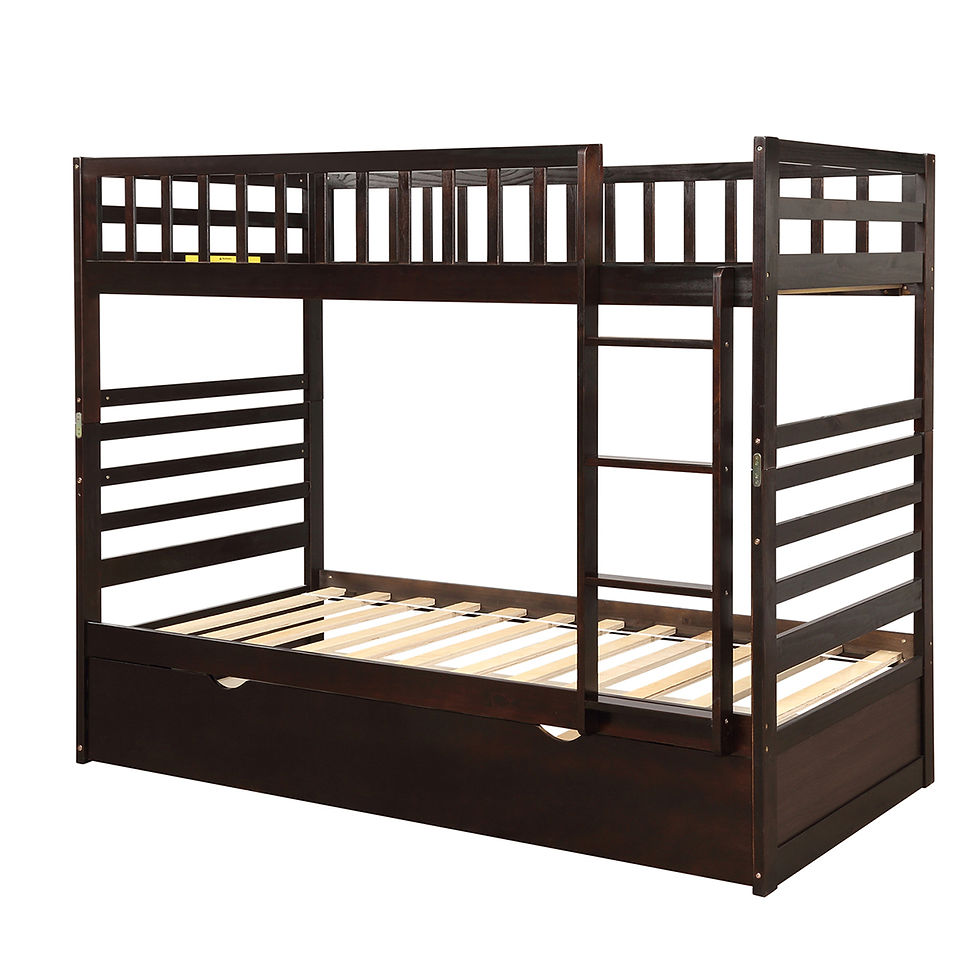 Thumbnail: Twin Bunk Beds for Kids with Safety Rail and Movable Trundle bed
