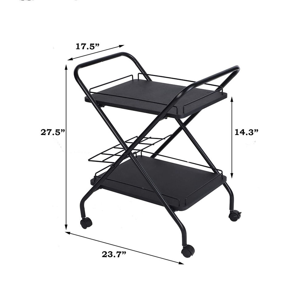 Thumbnail: 2-Tier Rolling Utility Cart with Wheels, Metal Bar Service Car With Wine Rack, L