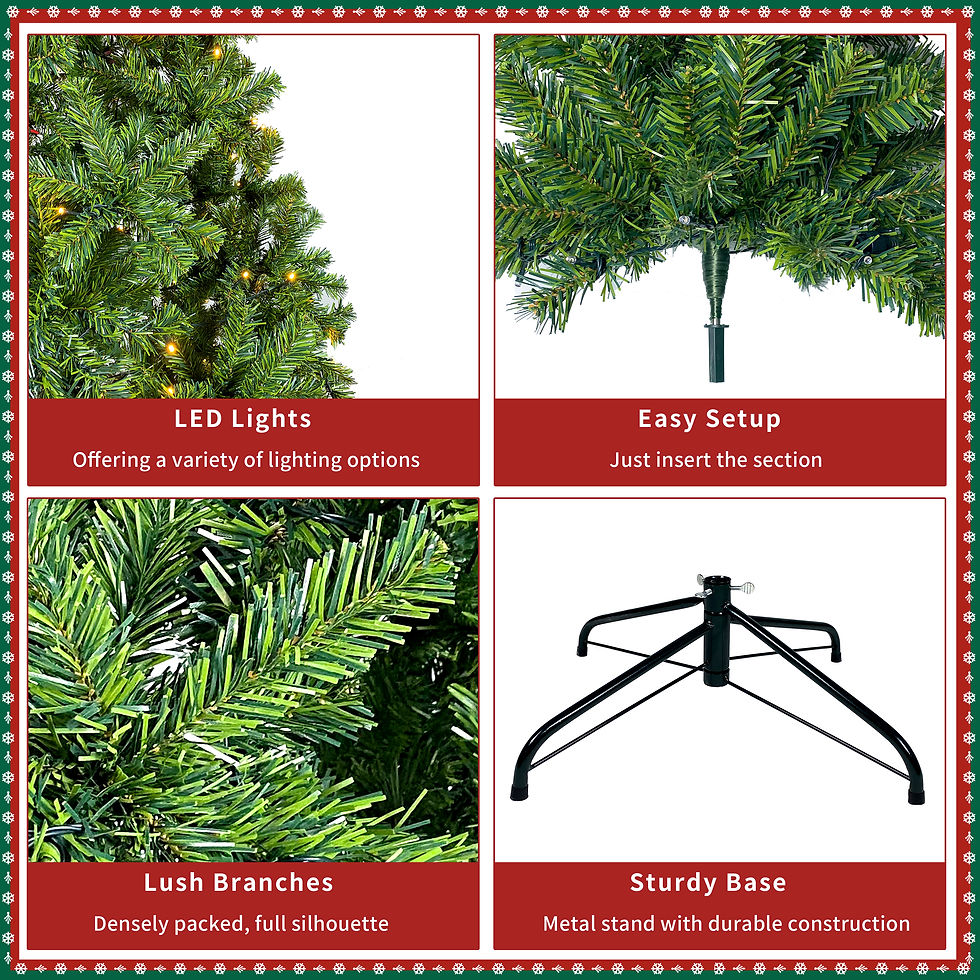 Thumbnail: 7.5FT Hinged Fraser Fir Artificial Fir Christmas Tree Holiday Decoration w/1,250