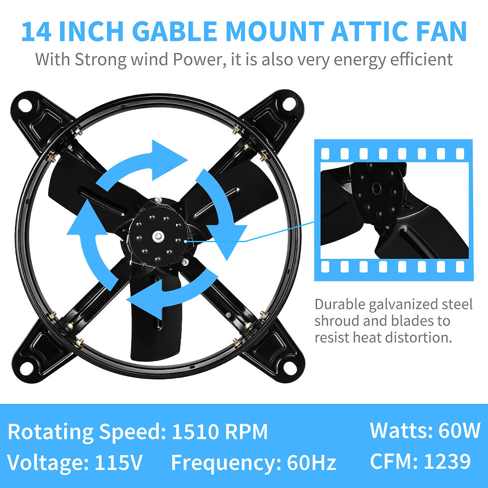 Thumbnail: HealSmart 14 Inch Mount Fan Attic Gable Ventilator with Adjustable Temperature T