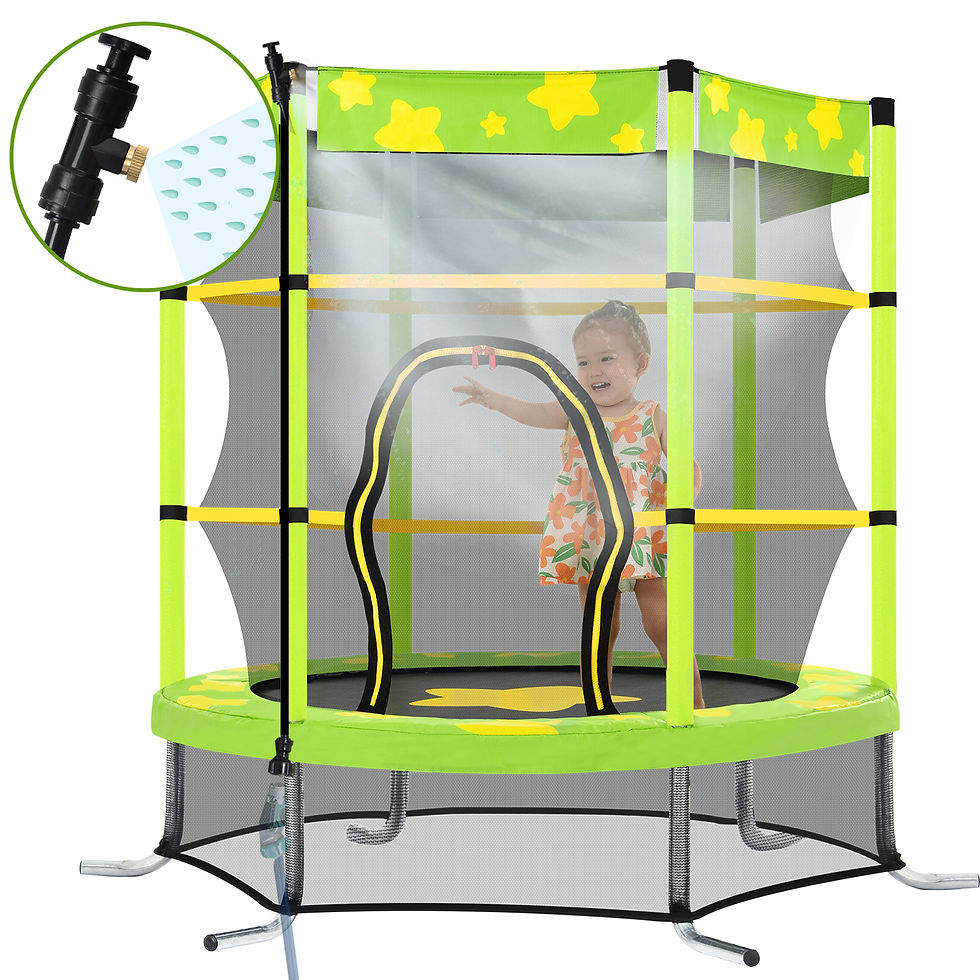 Thumbnail: 55 Inch Kids Trampoline with Safety Enclosure Net, Outdoor Indoor Trampoline for
