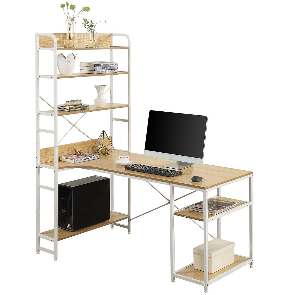 Thumbnail: Home Office computer desk——Steel frame and MDF board/5 tier open bookshelf/Plent