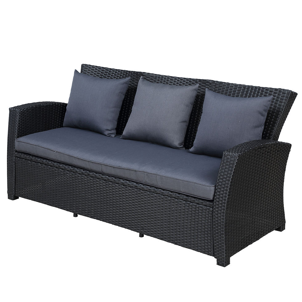 Thumbnail: Outdoor Patio Furniture Set 4-Piece Conversation Set Black Wicker Furniture Sofa