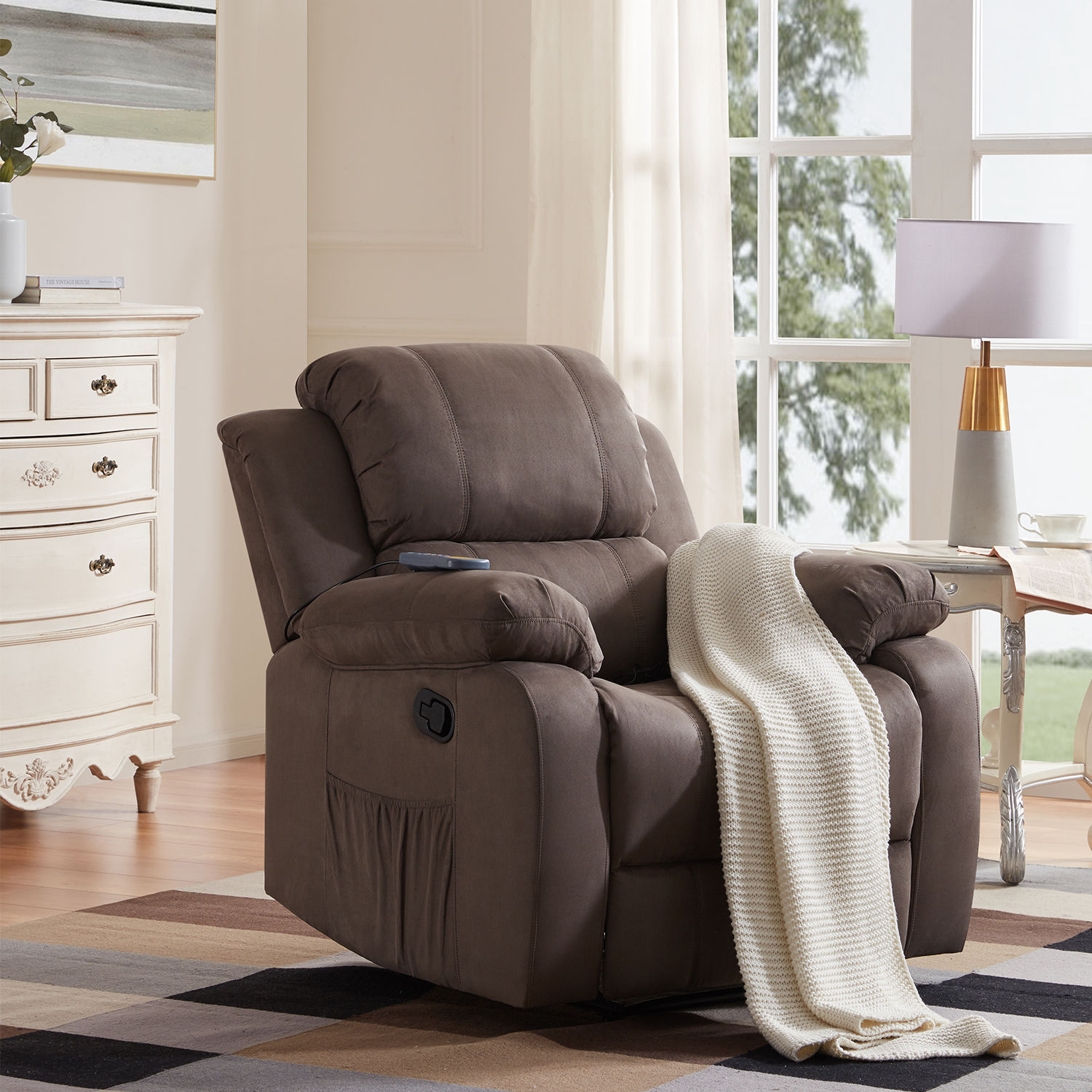 Heated Massage Recliner Sofa Chair Ergonomic Lounge with 8 Vibration Motors