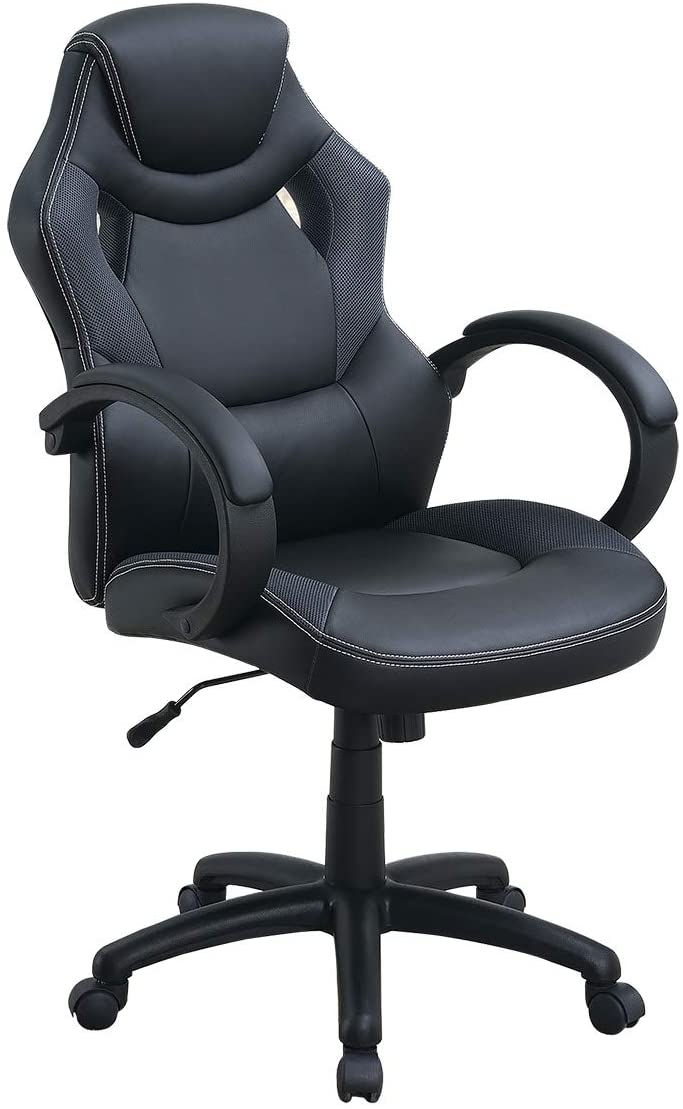 Thumbnail: Office Chair Upholstered 1pc Cushioned Comfort Chair Relax Gaming Office Work Bl
