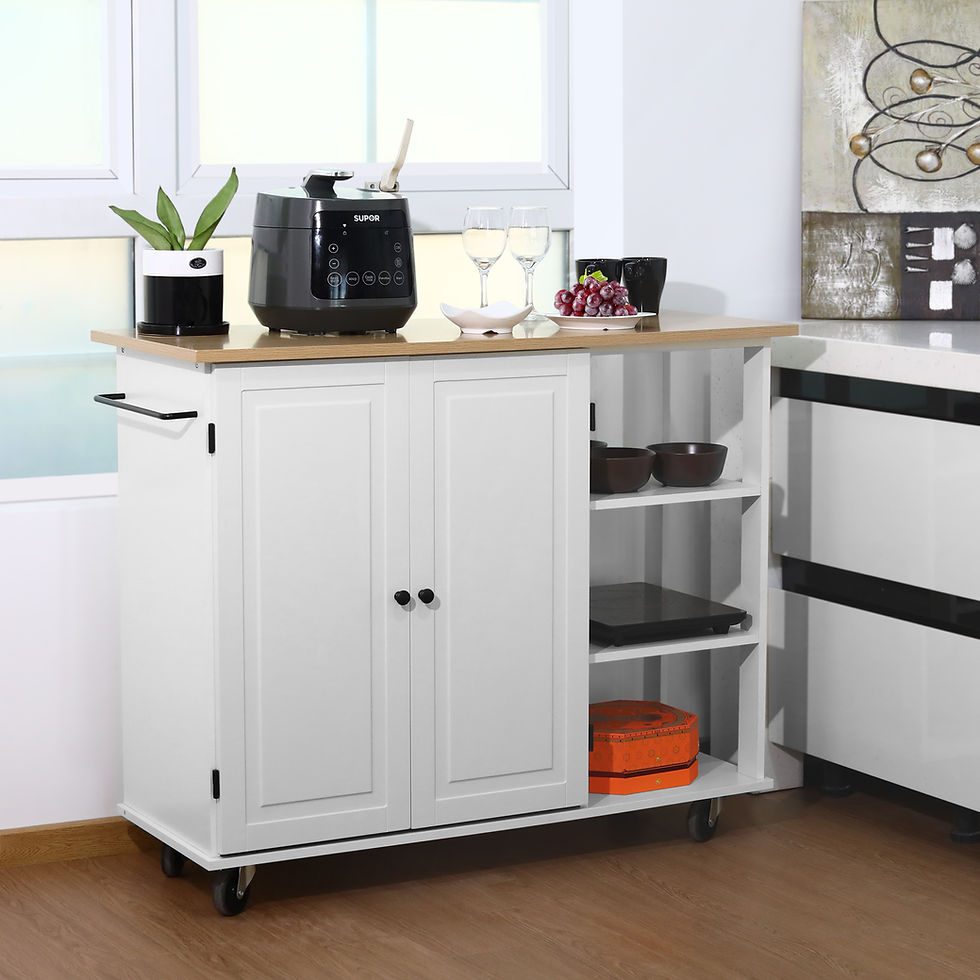Thumbnail: White Kitchen Cart, Melamine board top with MDF frame