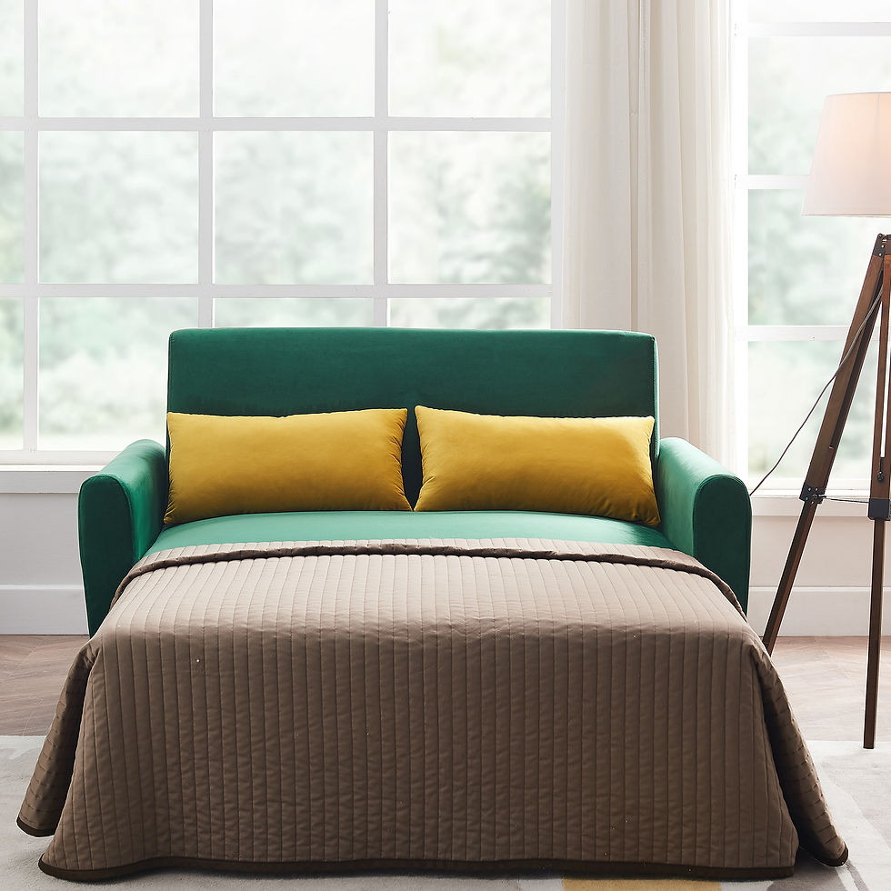 Thumbnail: 55" Modern Velvet Sofa with Pull-Out Sleeper Bed Loveseat Couch with 2 Pillows A