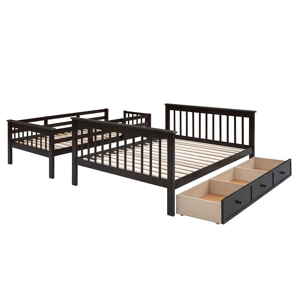 Thumbnail: Stairway Twin-Over-Full Bunk Bed with Drawer, Storage and Guard Rail for Bedroom