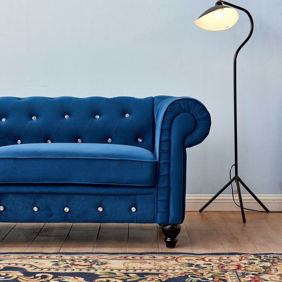 Thumbnail: 80Inch Width Transitional Sofa Velvet Upholstered Button Tufted Chesterfield 80"