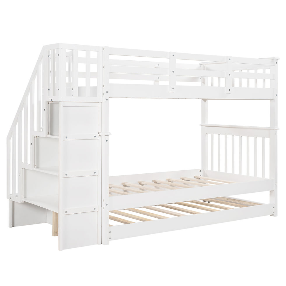 Thumbnail: Stairway Twin-Over-Twin Bunk Bed with Twin size Trundle for Bedroom, Dorm, for K
