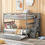 Thumbnail: Full over Full Bunk Bed with Trundle and Staircase,Gray(Expected Arrival Time:1.