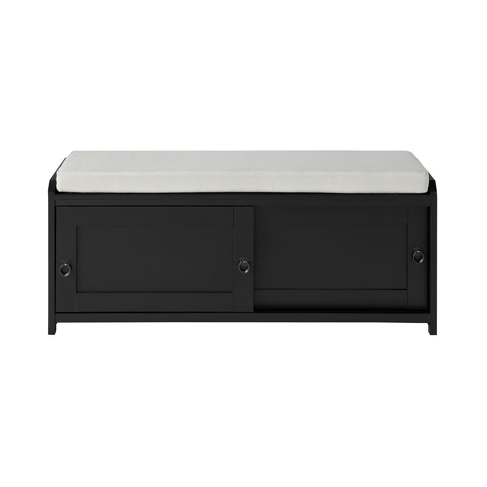 Thumbnail: Homes Collection Wood Storage Bench with 2 Cabinets