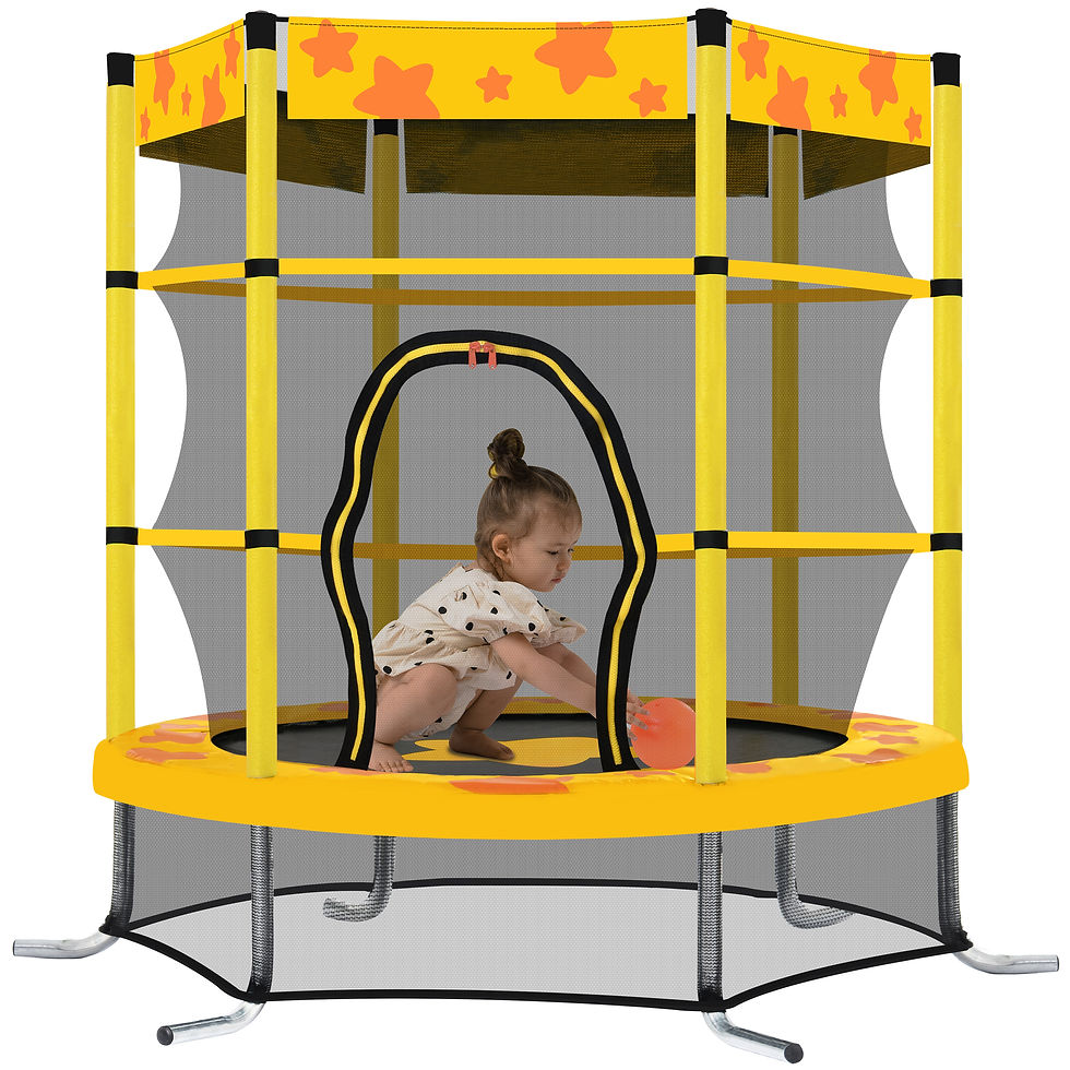 Thumbnail: 55 Inch Kids Trampoline with Safety Enclosure Net, Outdoor Indoor Trampoline for