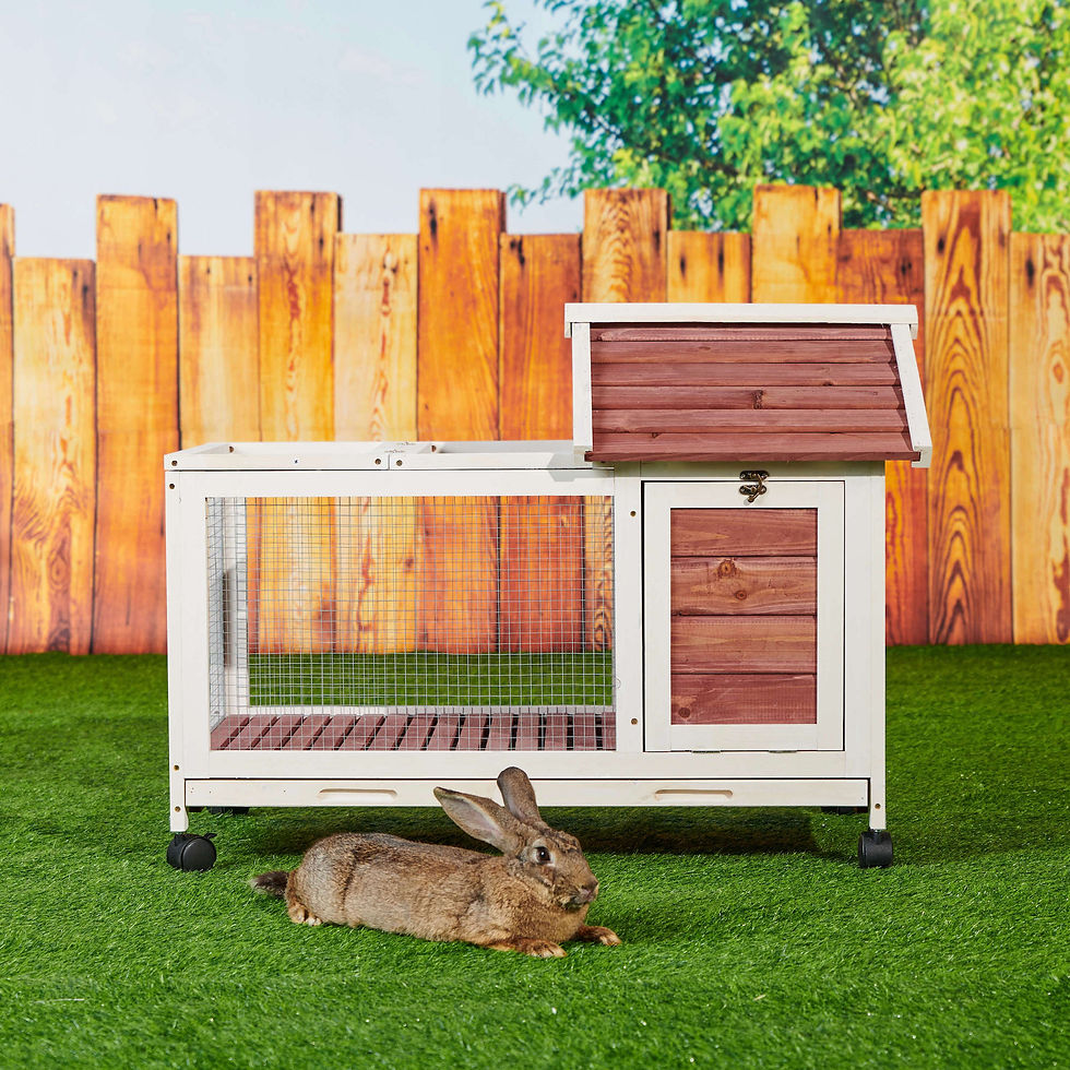 Thumbnail: Wooden Rabbit Hutch 40.7  L x 23.4  W x 30  H, Bunny Cage with 4 Wheels, Auburn