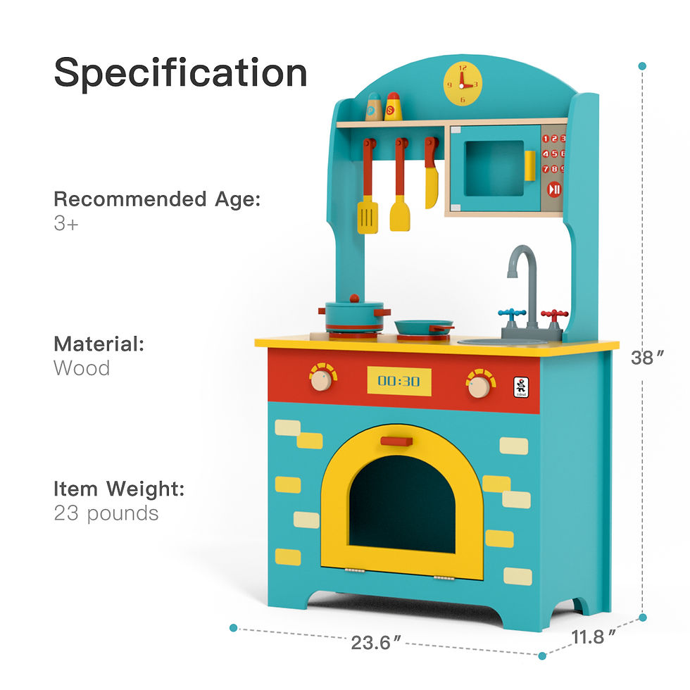 Thumbnail: Wooden Play Kitchen Set for Kids  Toddlers,Toy Gift for ChristmasBirthday, Blue