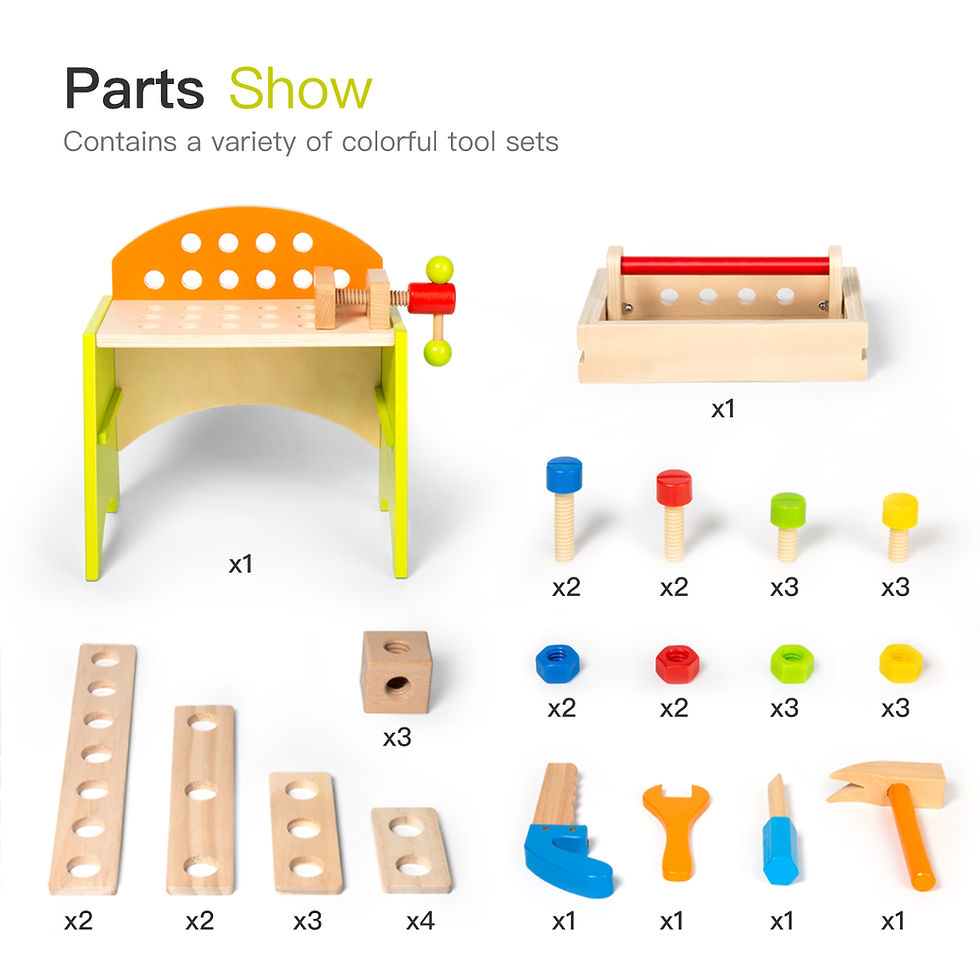 Thumbnail: Wooden Play Tool Workbench Set for Kids Toddlers