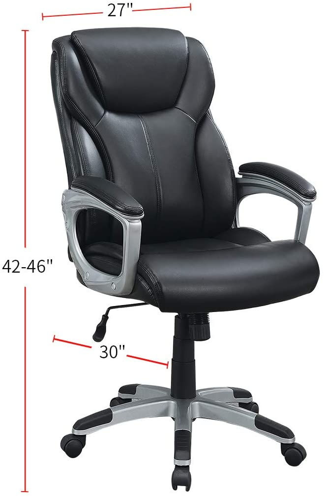 Thumbnail: 1pc Office Chair Black Color Cushioned Headrest Adjustable Height Executive Chai