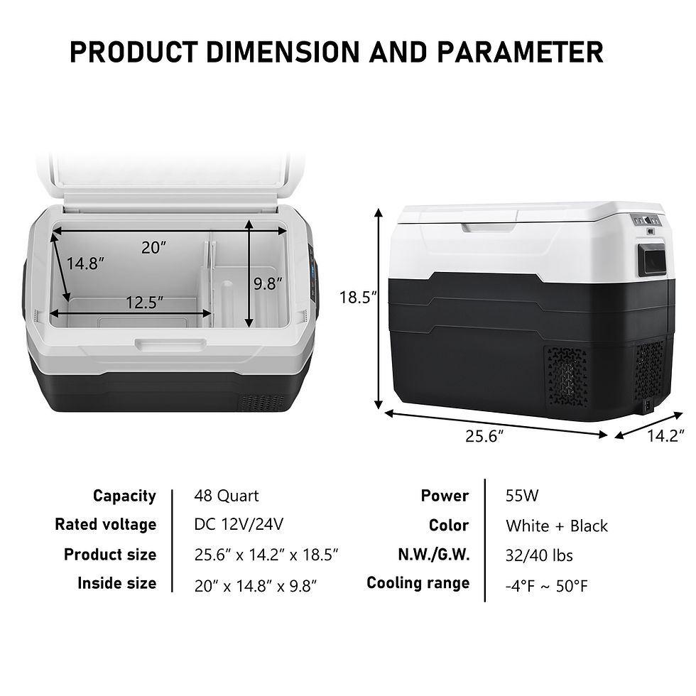 Thumbnail: Car Fridge Portable Freezer Cooler with 12/24V DC and 110-240V AC, Travel Refrig