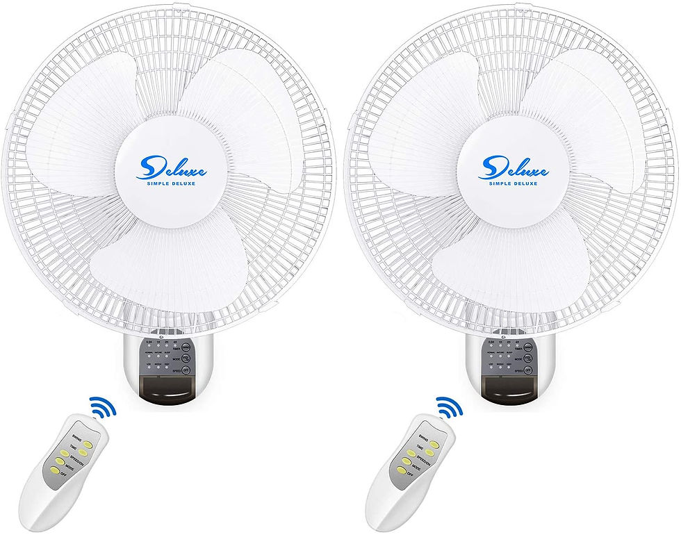 Simple Deluxe 2 Pack-16 Inch Digital Wall Mount Fan with Remote Control 3 Oscill