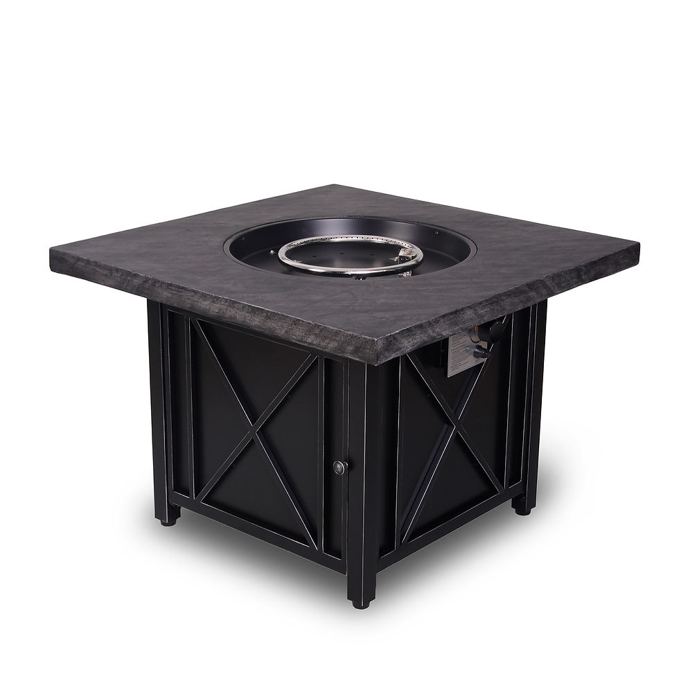 Thumbnail: 50,000BTU Durable Black Square 24.5'' H X 34.5'' W Propane Outdoor Fire Pit Tabl