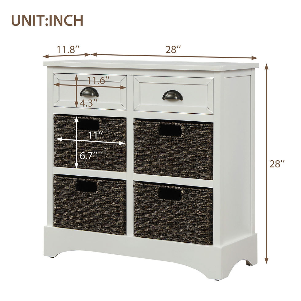 Thumbnail:  Rustic Storage Cabinet with Two Drawers and Four  Classic Rattan Basket for Kit