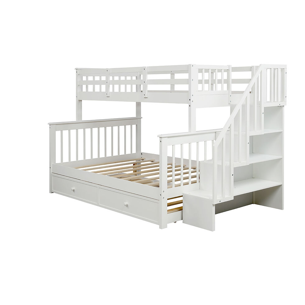Thumbnail: Stairway Twin-Over-Full Bunk Bed with Twin size Trundle, Storage and Guard Rail 
