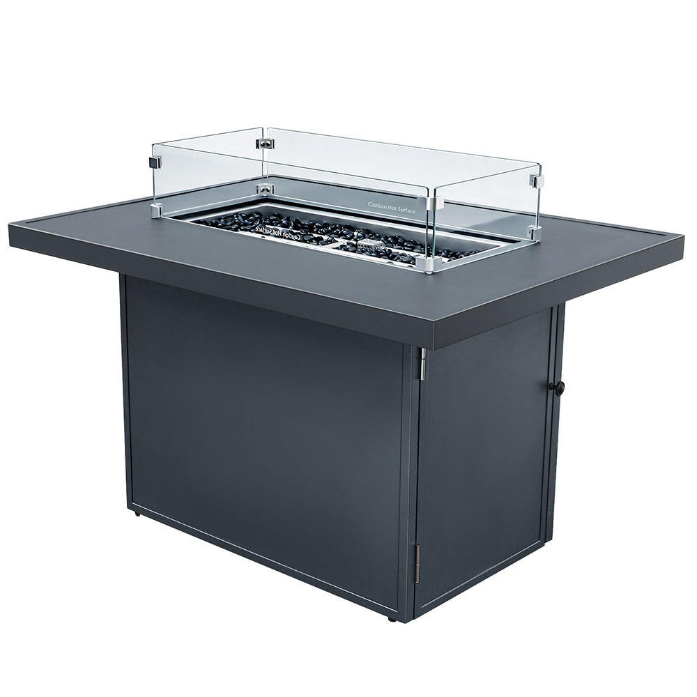 Aluminum alloy FIRE PIT TABLE 55000BTU outdoor with Glass Wind Guard for Garden