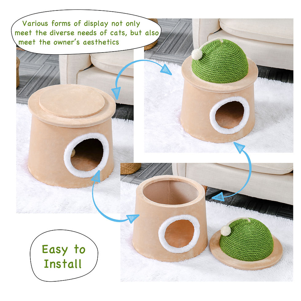 Thumbnail: Cactus Cat Cave House with Sisal Scratching Post and sisal ball for cat kittens 