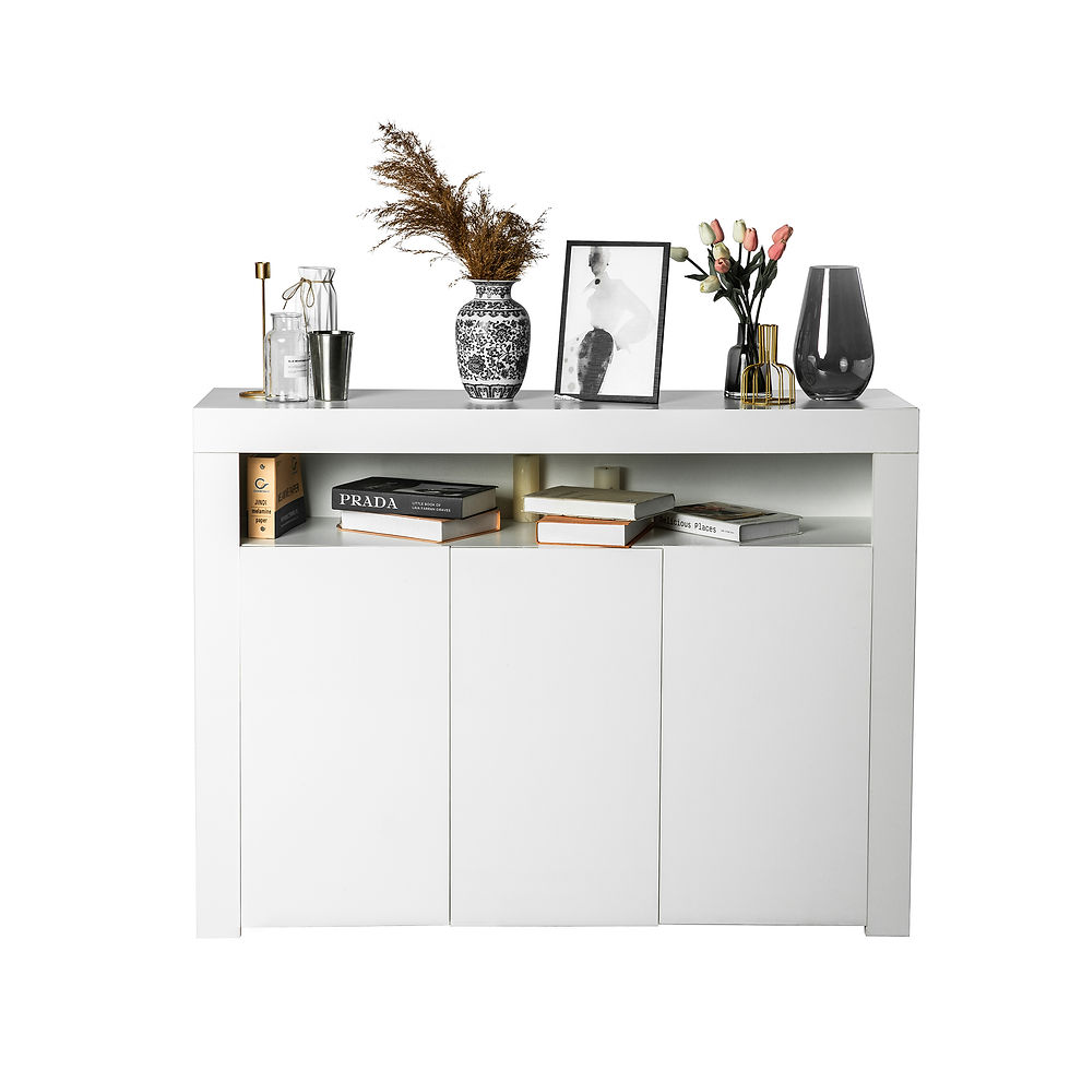 Thumbnail: WHITE SIDEBOARD UV COATED,WITH LED LIGHT,KITCHEN CABINET